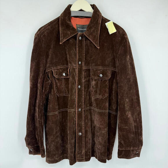 Men's Town Craft JCPenney Vintage 1970 Brown Velvet Chore Jacket XL Extra Large